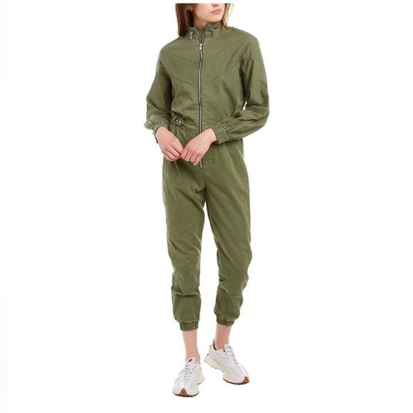 RTA Halima Jumpsuit Utility Zip Front Long Sleeve Tomboy Green Small New Cargo - Picture 2 of 13